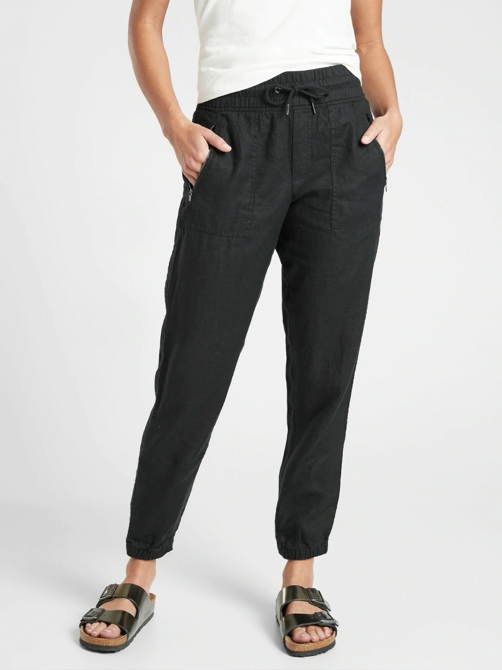 Athleta Cabo Linen Jogger Pant in Black - Size 10
